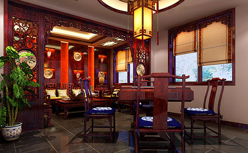 南华古典中式风格茶楼包间设计装修效果图